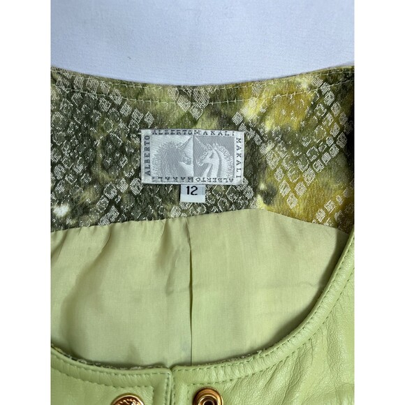 Alberto Makali RARE Kiwi Green Snakeskin Natural Leather Vest 12 Designer Moto - Picture 7 of 10